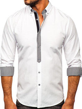 Bílá pánská elegantní košile s dlouhým rukávem Bolf 6873-1