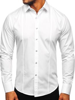 Bílá pánská elegantní košile s dlouhým rukávem Bolf 6944