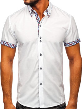 Bílá pánská košile s krátkým rukávem Bolf 6540