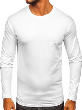 Bílé pánské tričko s dlouhým rukávem bez potisku Bolf 1209