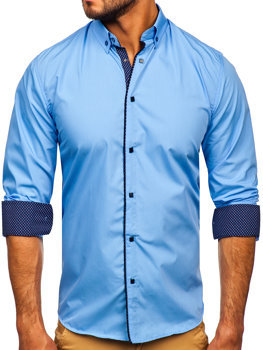 Blankytná pánská elegantní košile s dlouhým rukávem Bolf 7724-1