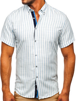 Blankytná pánská pruhovaná košile s dlouhým rukávem Bolf 21500