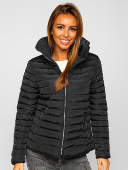 Černá dámská prošívaná zimní bunda bez kapuce Bolf 23063