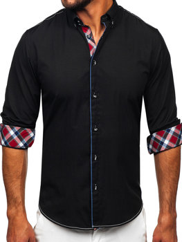 Černá pánská elegantní košile s dlouhým rukávem Bolf 22732