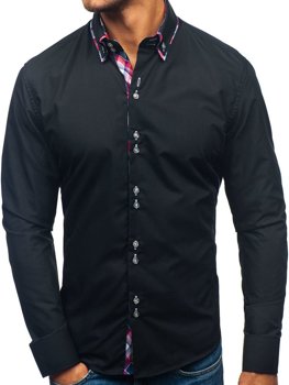 Černá pánská elegantní košile s dlouhým rukávem Bolf 2712