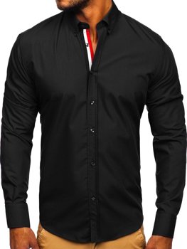 Černá pánská elegantní košile s dlouhým rukávem Bolf 3713