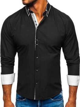 Černá pánská elegantní košile s dlouhým rukávem Bolf  6929-A
