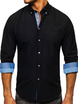 Černá pánská elegantní košile s dlouhým rukávem Bolf 8838-1