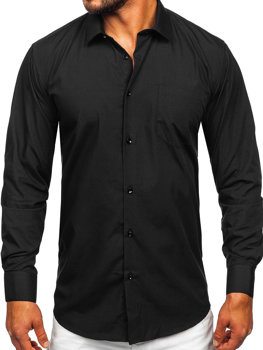 Černá pánská elegantní košile s dlouhým rukávem Bolf M14