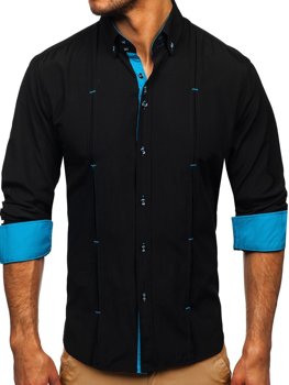 Černá pánská košile s dlouhým rukávem Bolf 20725