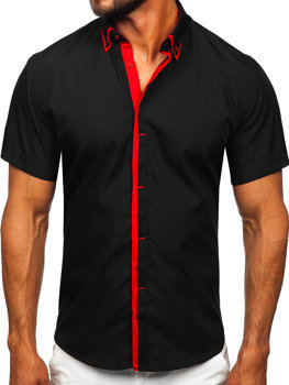 Černá pánská košile s krátkým rukávem Bolf 19601