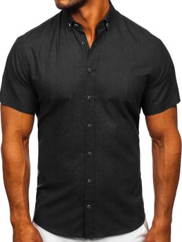 Černá pánská košile s krátkým rukávem Bolf 20501