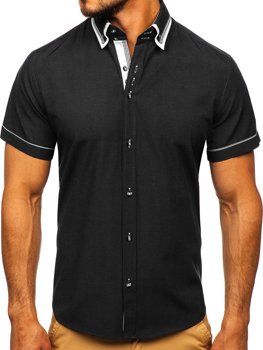 Černá pánská košile s krátkým rukávem Bolf 3520