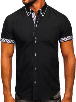Černá pánská košile s krátkým rukávem Bolf 6540