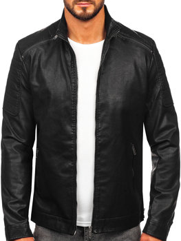 Černá pánská koženková bunda Bolf EX229
