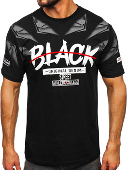Černé pánské tričko s potiskem Bolf 14208
