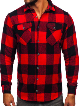 Černo-červená pánská flanelová košile s dlouhým rukávem Bolf 20723