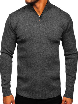 Černý pánský svetr s vysokým límcem Bolf S8279