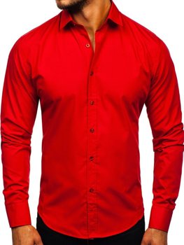 Červená pánská elegantní košile s dlouhým rukávem Bolf 1703