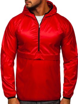 Červená pánská přechodová sportovní bunda s kapucí anorak Bolf 5061