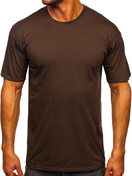 Hnědé pánské bavlněné tričko bez potisku Bolf B459