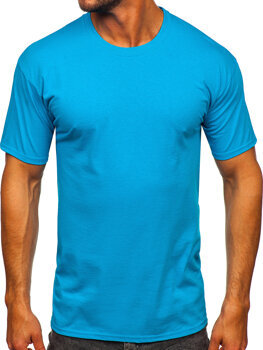 Modré pánské bavlněné tričko bez potisku Bolf B459