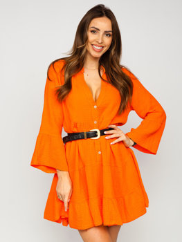 Oranžové dámské mušelínové volánové šaty Bolf A2160