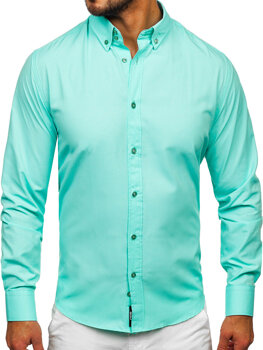 Pánská světle zelená elegantní košile s dlouhým rukávem Bolf 5821-1