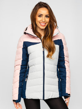 Růžová dámská zimní bunda s kapucí Bolf B2378