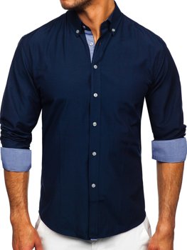Tmavě modrá pánská košile s dlouhým rukávem Bolf 20719