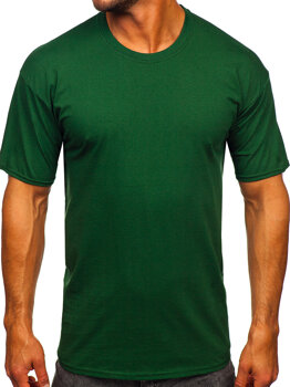 Tmavě zelené pánské bavlněné tričko bez potisku Bolf B459