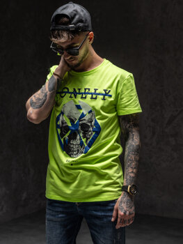 Zeleno-neonové pánské tričko s potiskem Bolf Y70011