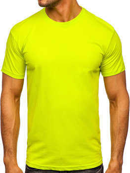 Žluto-neonové pánské bavlněné tričko bez potisku Bolf 192397