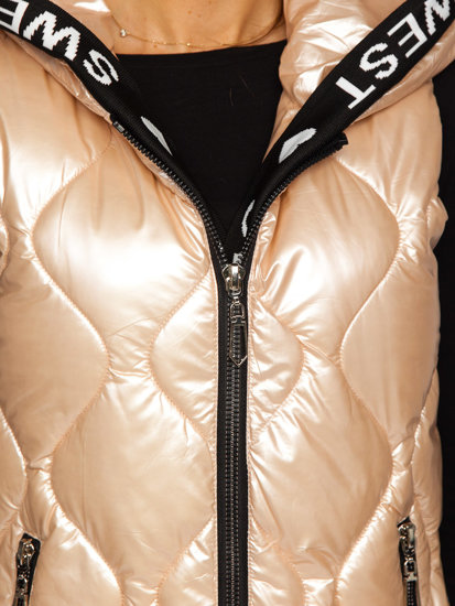 Béžová dámská prodloužená prošívaná vesta Bolf B8103
