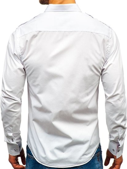 Bílá pánská elegantní košile s dlouhým rukávem Bolf 1758