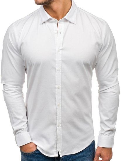 Bílá pánská elegantní košile s dlouhým rukávem Bolf 9666
