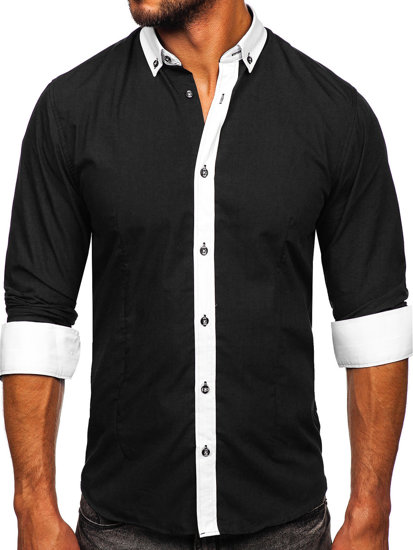 Černá pánská elegantní košile s dlouhým rukávem Bolf 21750