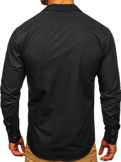 Černá pánská košile s dlouhým rukávem Bolf 20702