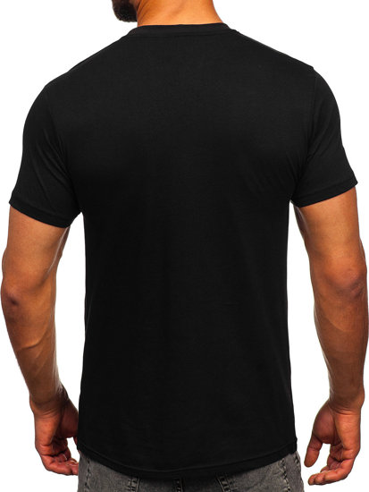 Černé pánské bavlněné tričko s potiskem Bolf 143001