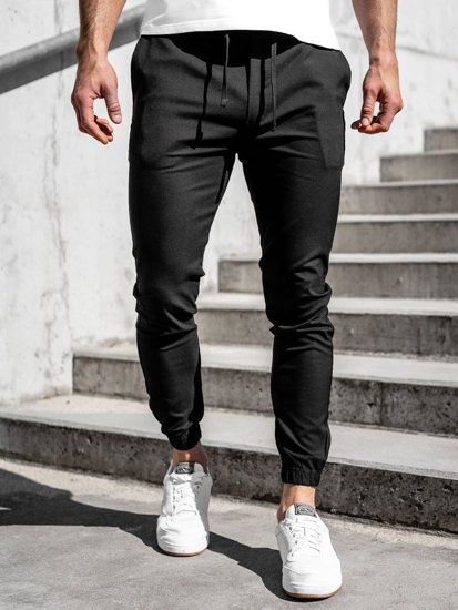 Černé pánské textilní jogger kalhoty Bolf 0011