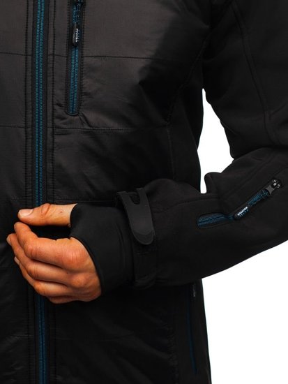 Černo-modrá pánská softshellová bunda Bolf 5680