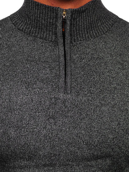 Černý pánský svetr s vysokým límcem Bolf S8105