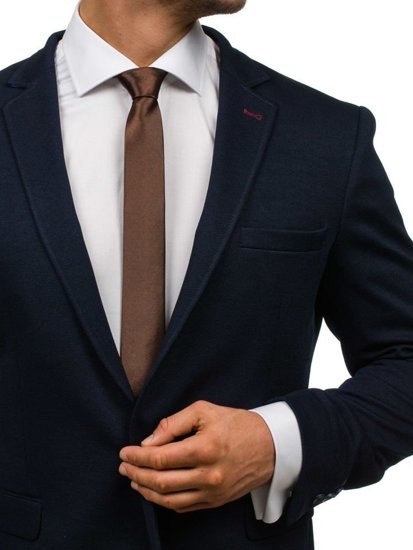 Hnědá pánská elegantní úzká kravata Bolf K001