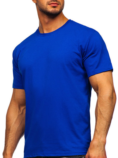 Královsky modré pánské bavlněné tričko bez potisku Bolf 192397
