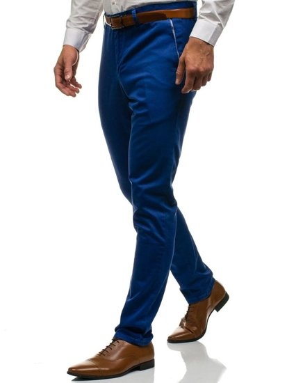 Modré pánské společenské kalhoty Bolf 4326