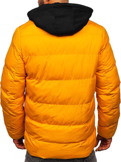 Oranžová pánská prošívaná zimní bunda Bolf 27M8112