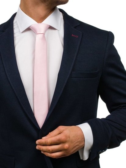 Růžová pánská elegantní úzká kravata Bolf K001