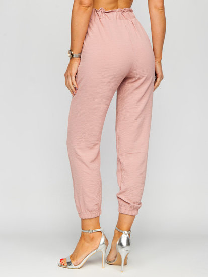 Růžové dámské textilní jogger kalhoty Bolf W5076