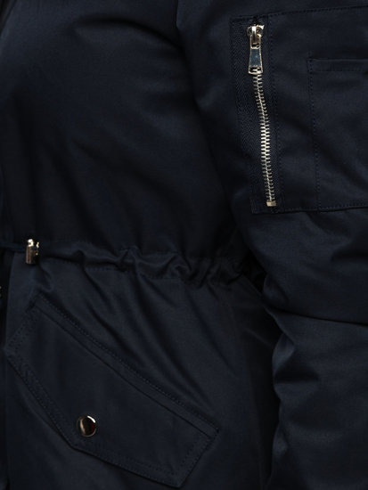 Tmavě modrá dámská zimní parka bunda s kapucí Bolf B533-3070