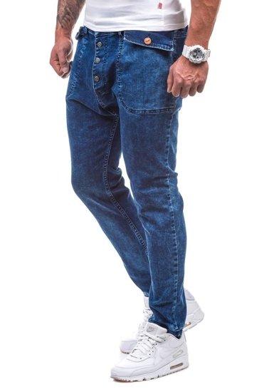 Tmavě modré pánské džínové jogger kahoty Bolf 811